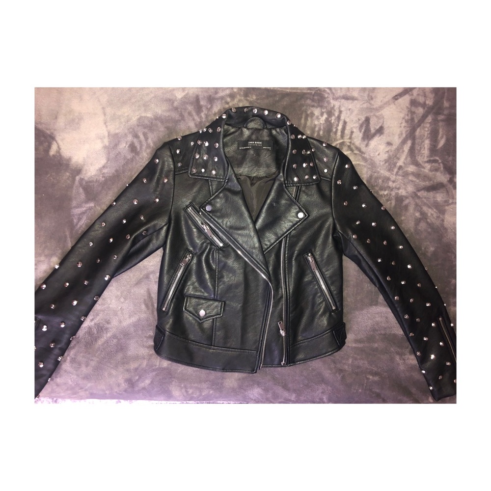 Studded leather moto jacket